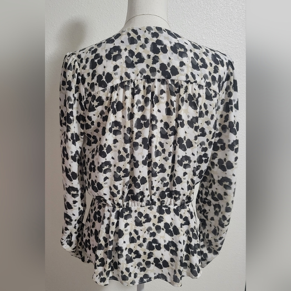 Cabi Leopard Print Wrap Style Roushing On Sleeve … - image 3